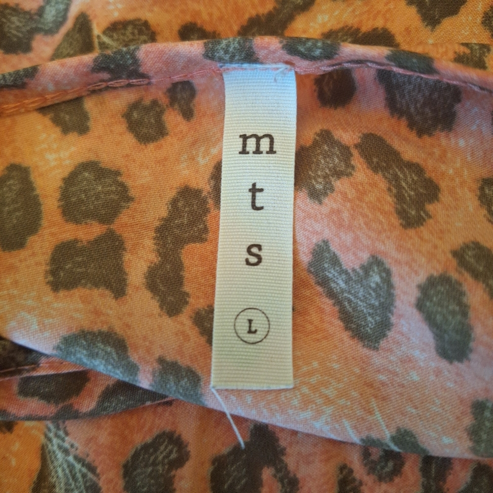 NICE! Pinkish Coral Leopard Print Kimono Sz Large By mts - Picture 15 of 16
